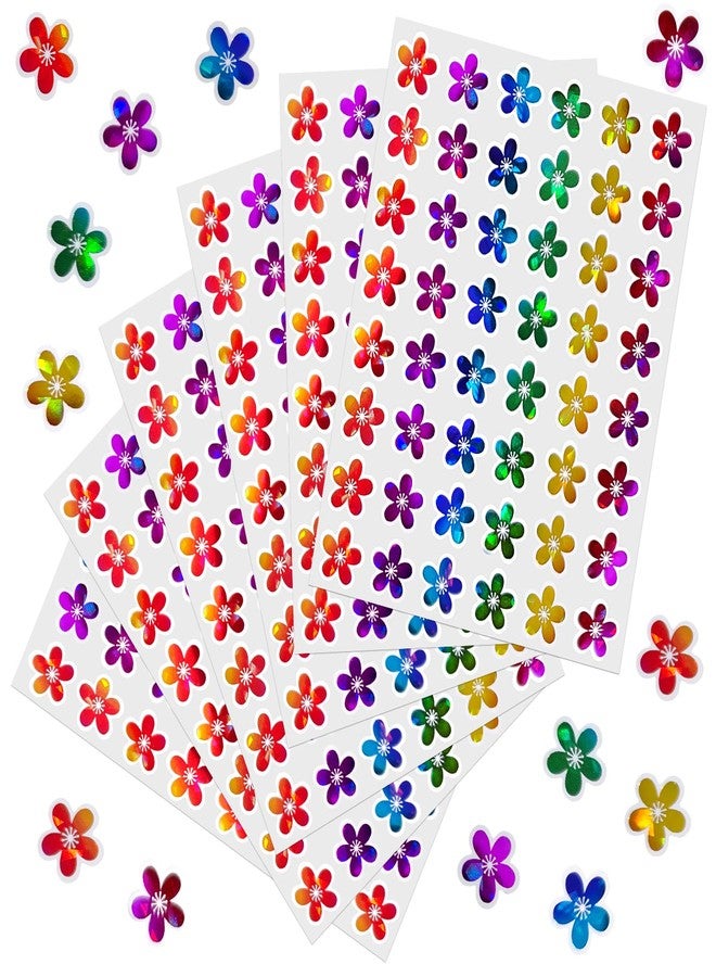 Germiwipe 1440pcs Holographic Stickers, Reward Stickers for Kids - Bulk Small Flower Stikers for School Classroom Student Teacher Supplies Behavior Reward Chart (0.6") FL-30A - Image 1